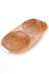 Wild Olive Wood Double Serving Bowl with Bone Inlay