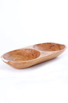 Wild Olive Wood Double Serving Bowl with Bone Inlay