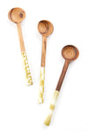 Wild Olive Wood Spoon with Golden Batik Bone Handle