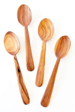 Set of Four Kenyan Wild Olive Wood Classic Spoons