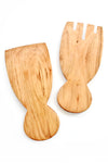 Kenyan Olive Wood Paddle Salad Servers