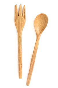 Slender Wild Olive Wood Salad Servers Default Title