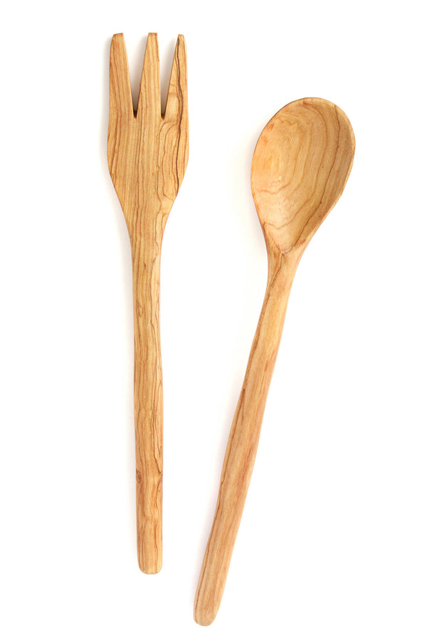 Slender Wild Olive Wood Salad Servers Default Title