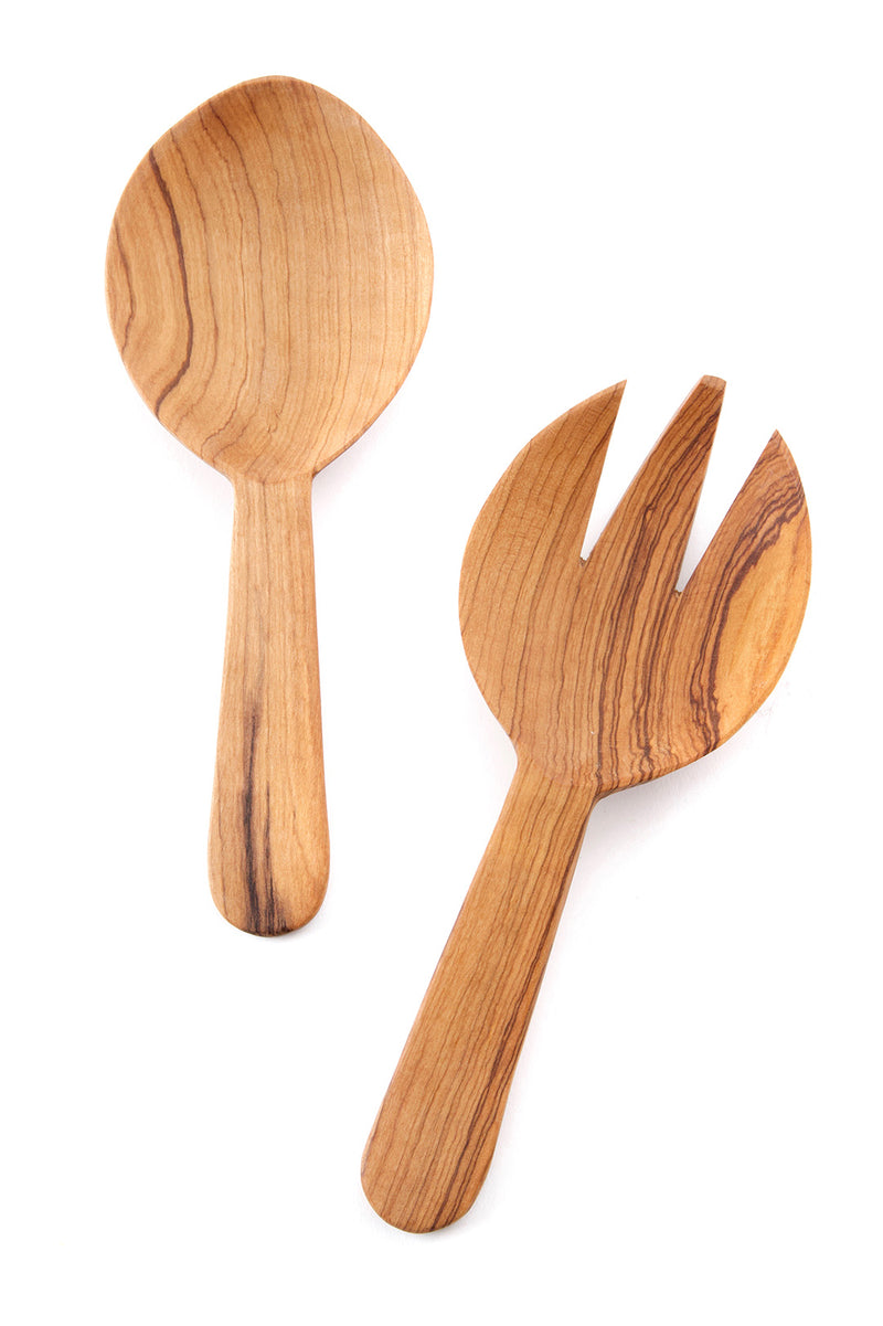 All Natural Spork & Spoon Wild Olive Wood Salad Servers Default Title