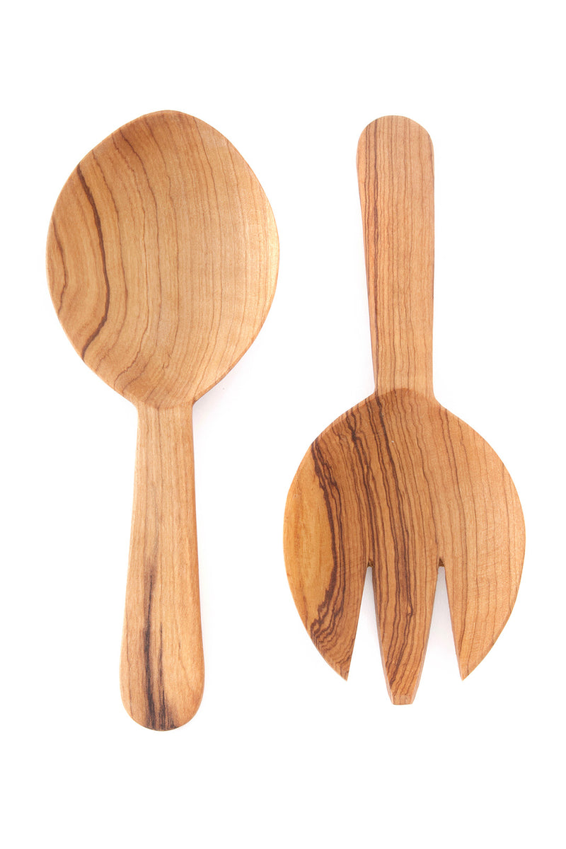 All Natural Spork & Spoon Wild Olive Wood Salad Servers Default Title