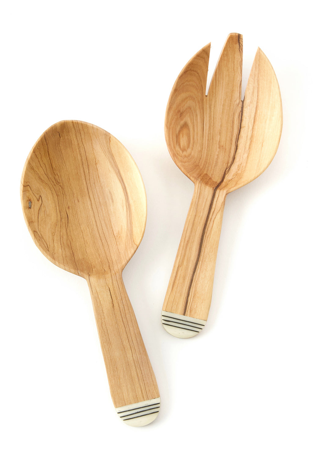 Spork & Spoon Wild Olive Wood Salad Servers Default Title