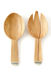 Spork & Spoon Wild Olive Wood Salad Servers Default Title