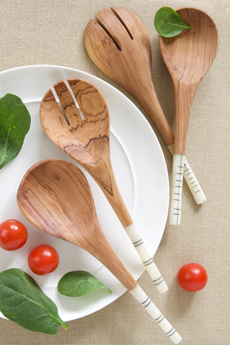 Short & Sweet Wild Olive Wood Salad Servers Default Title