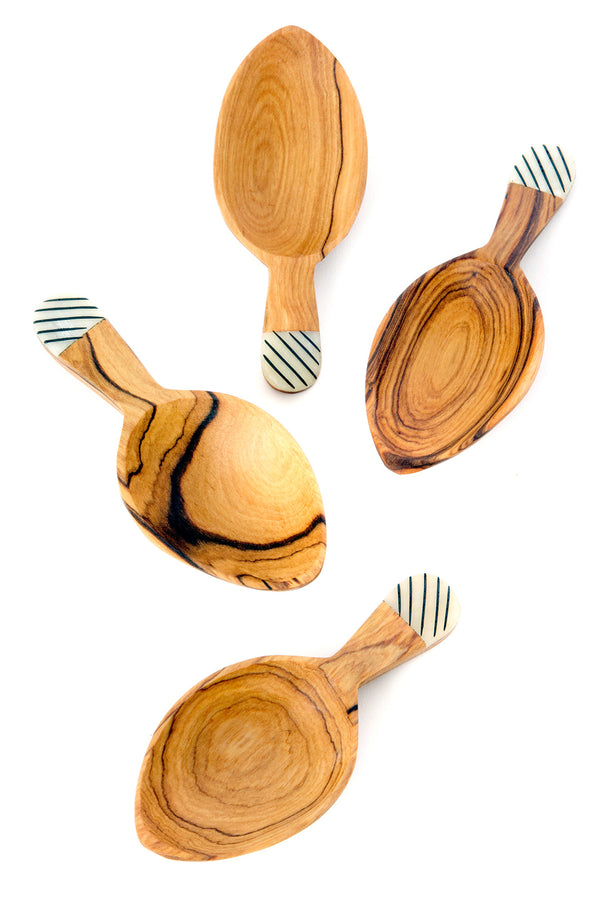 Set of 4 Wild Olive Wood Leaf Scoops Default Title
