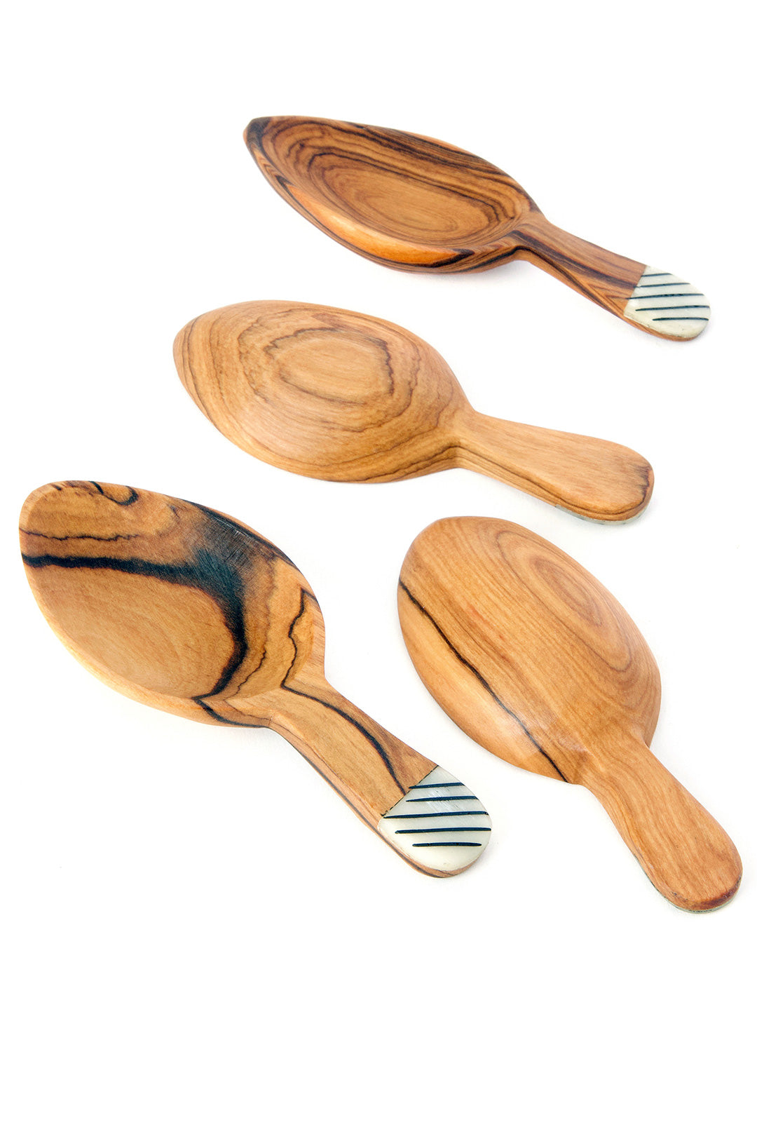 Set of 4 Wild Olive Wood Leaf Scoops Default Title