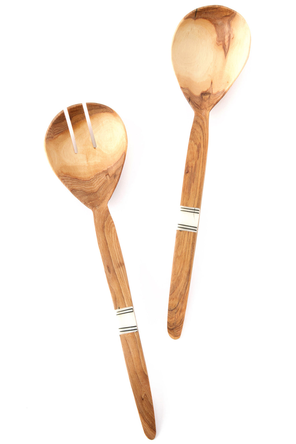 Slim Wild Olive Wood Salad Server Set Default Title