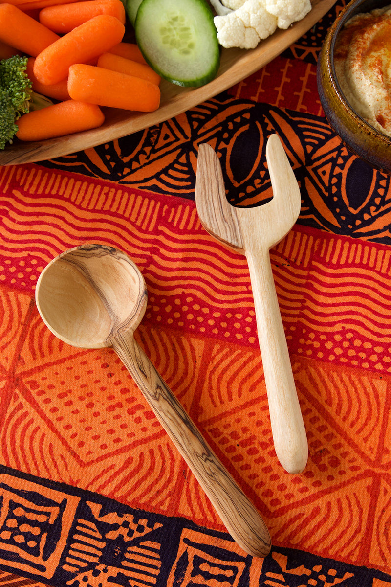 Wild Olive Wood Bident Salad Server Set Default Title