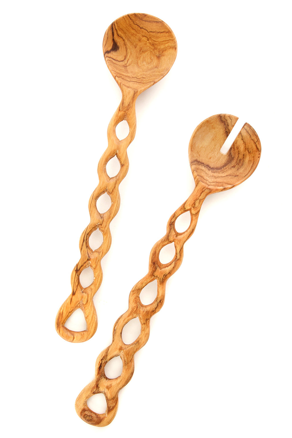 Kenya Wild Olive Wood Braided Salad Servers Default Title