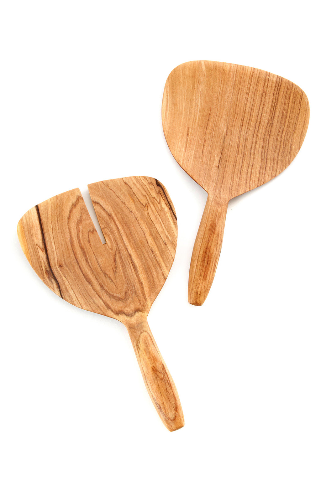 Kenyan Wild Olive Wood Ginkgo Leaf Salad Servers Default Title