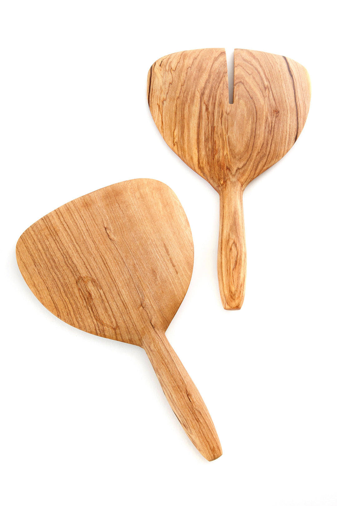 Kenyan Wild Olive Wood Ginkgo Leaf Salad Servers Default Title