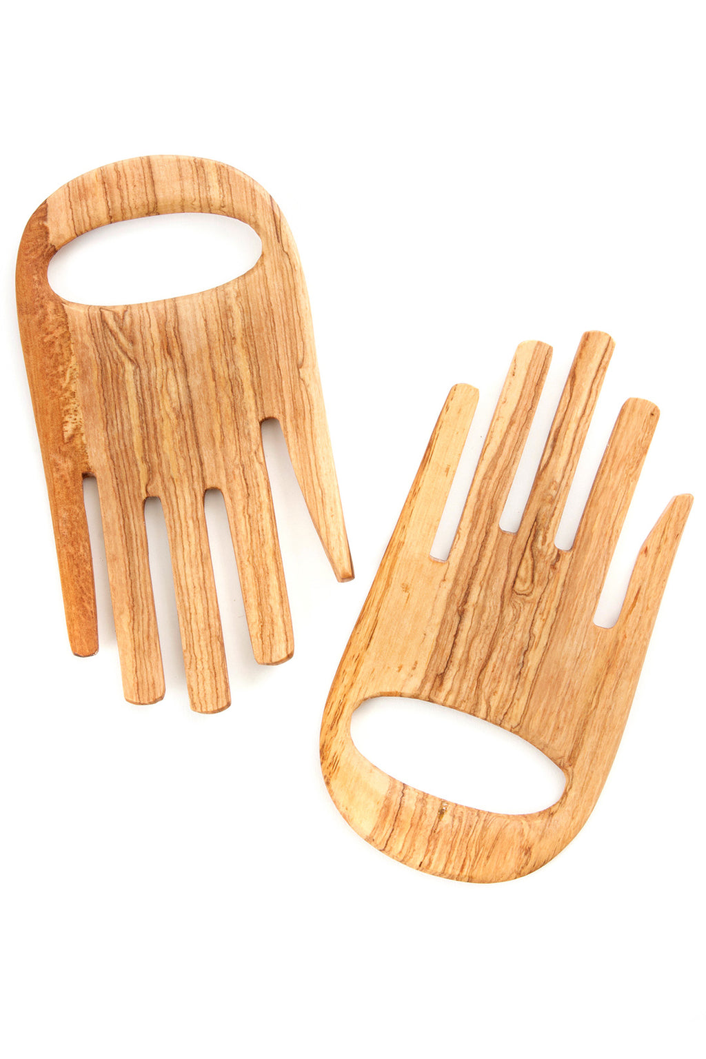 Kenyan Wild Olive Wood Helping Hands Salad Servers Default Title
