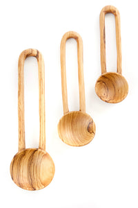 Set of Three Wild Olive Wood Loop Handle Serving Spoons Default Title