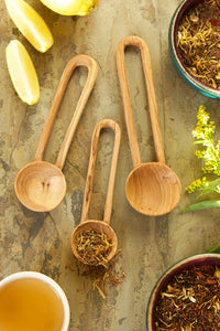 Set of Three Wild Olive Wood Loop Handle Serving Spoons Default Title