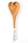 ZigZag Handle Wild Olive Wood Heart Cooking Spoon