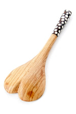 Batik Dot Handle Wild Olive Wood Heart Cooking Spoon