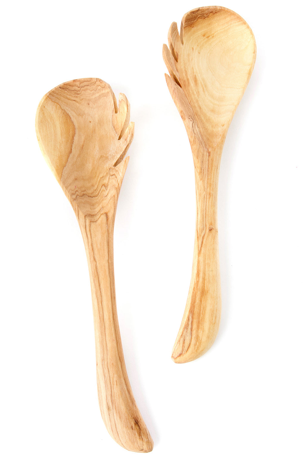 Kenyan Wild Olive Wood Leaf Salad Servers Default Title