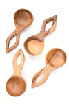 Set of Four Wild Olive Wood Eyelet Scoops
