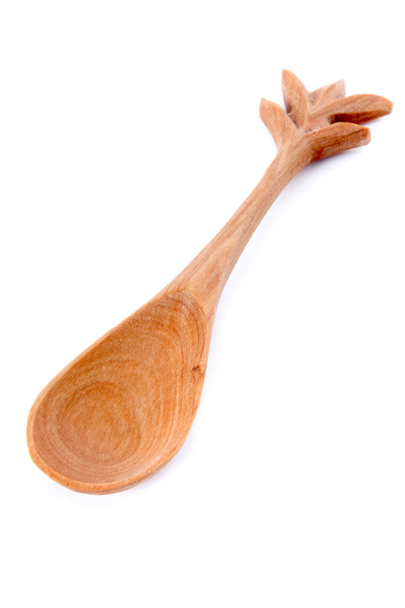 Kenyan Wild Olive Wood Pineapple Spoon