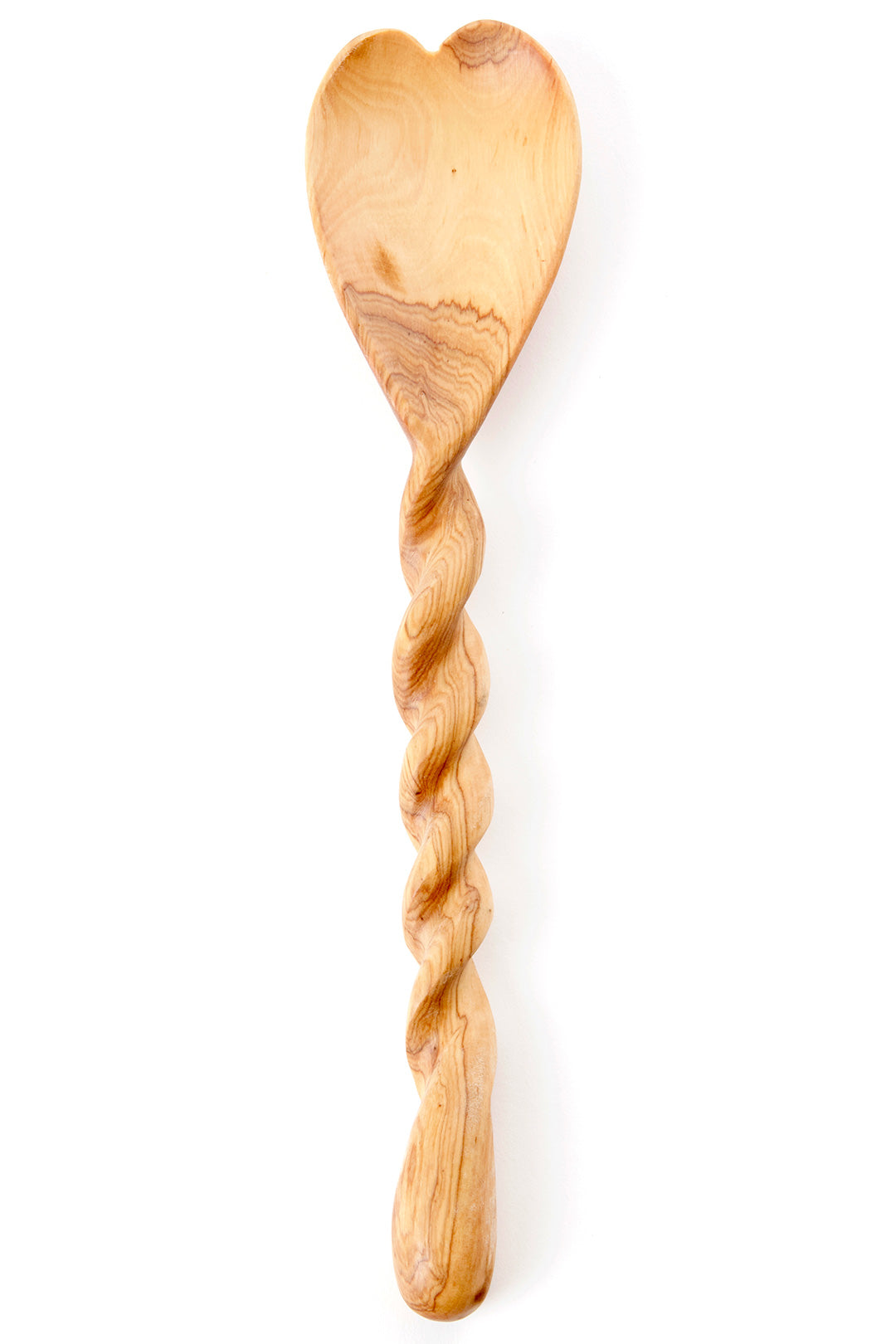 Wild Olive Wood Spiral Handle Heart Spoon - Valentine's Day Gifts