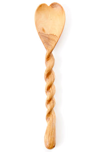 Wild Olive Wood Spiral Handle Heart Spoon - Valentine's Day Gifts