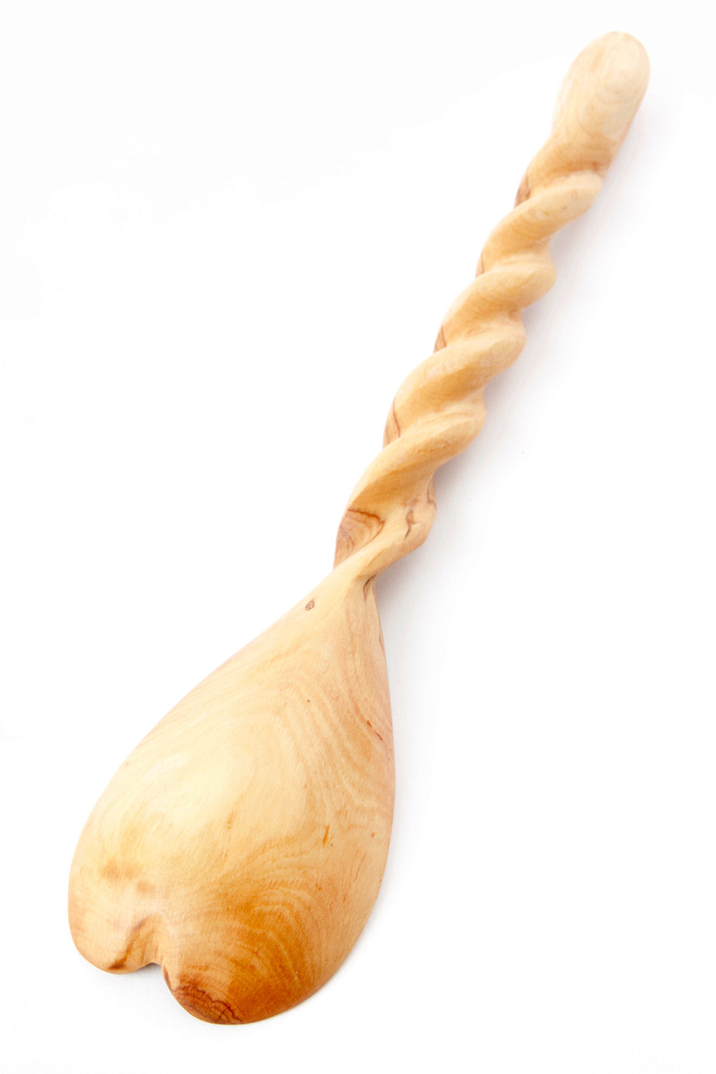 Wild Olive Wood Spiral Handle Heart Spoon