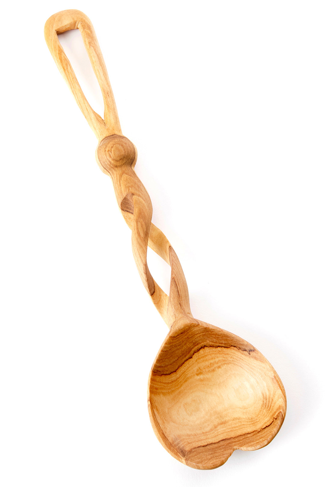 Wild Olive Wood Twisted Handle Heart Spoon Swahili Wholesale