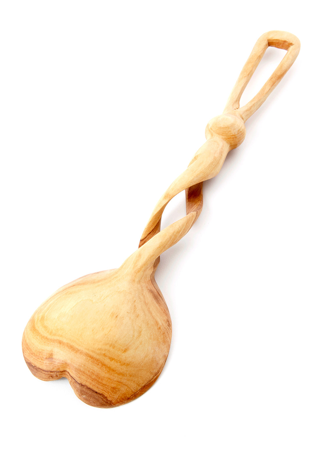 Wild Olive Wood Twisted Handle Heart Spoon Swahili Wholesale