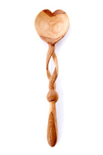 Wild Olive Wood Twisted Handle Heart Spoon