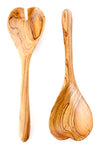 Kenyan Wild Olive Wood Heart Salad Server Set