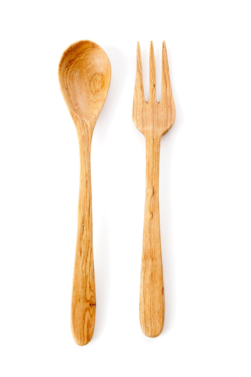 Wild Olive Wood Fork & Spoon Set
