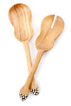 Wild Olive Wood Guitar Salad Server Set with Bone Handles