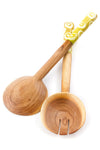 Wild Olive Wood Salad Servers with Assorted Golden Bone Handles