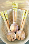 Wild Olive Wood Salad Servers with Assorted Golden Bone Handles