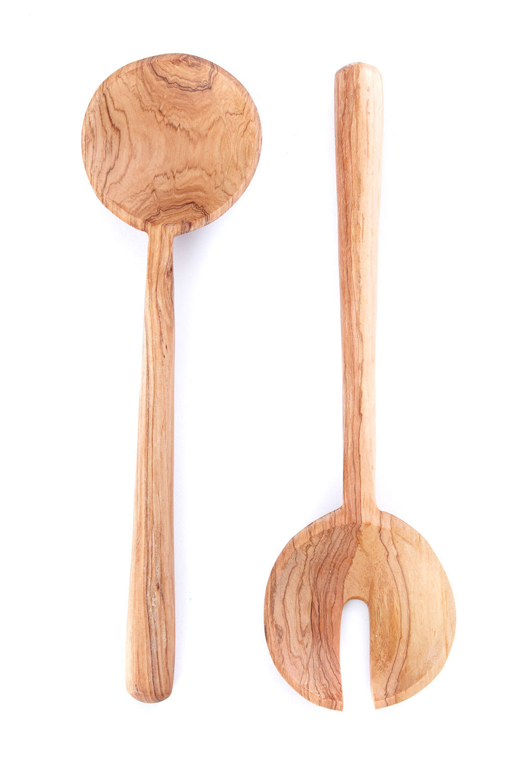 Wild Olive Wood Pendulum Salad Sets with Tapered Handles