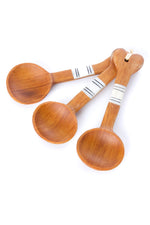 Set of Three Wild Olive Wood Spoons with Heart Handles