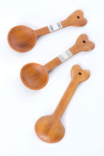 Set of Three Wild Olive Wood Spoons with Heart Handles