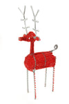 Red Beaded Wire Reindeer Sculpture from Kenya