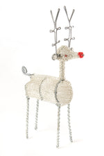 Silver Beaded Wire Reindeer Sculpture from Kenya