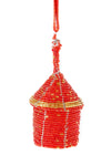 Red Beaded Holiday Gift Box Ornament