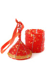 Red Beaded Holiday Gift Box Ornament