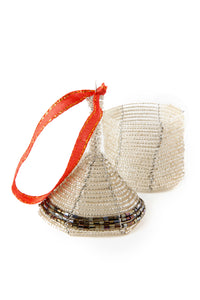 Silver Beaded Holiday Gift Box Ornament