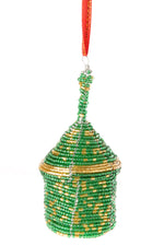 Green Beaded Holiday Gift Box Ornament