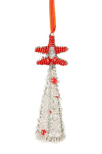 Silver Beaded Krismasi Christmas Tree Ornament