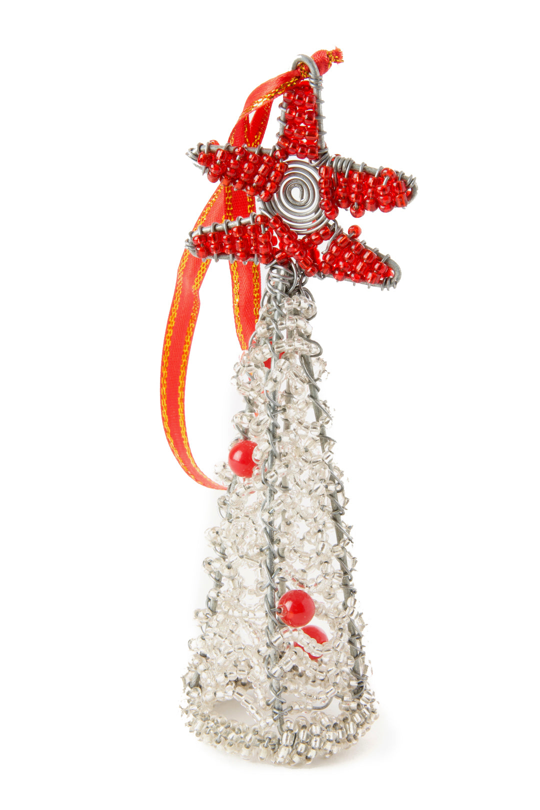 Silver Beaded Krismasi Christmas Tree Ornament