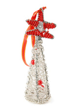 Silver Beaded Krismasi Christmas Tree Ornament